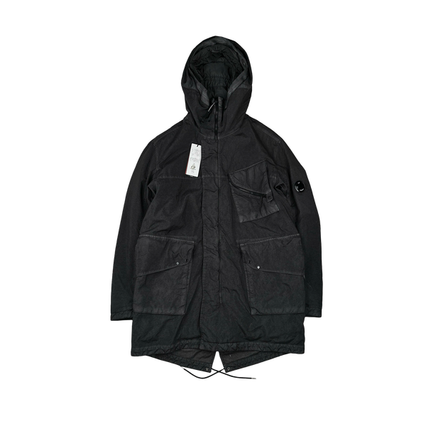 CP Company Grey Quartz Lens Viewer Long Fishtail Jacket - Medium