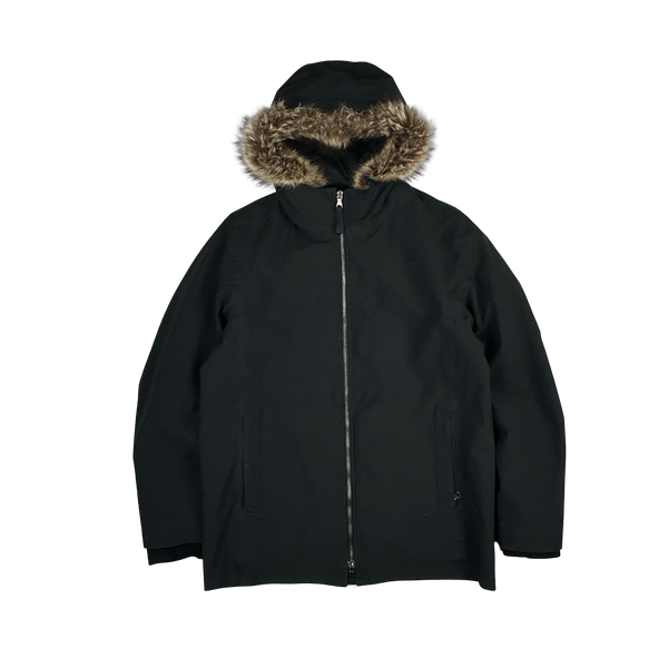 Prada Black Racoon Fur Hood Goretex Parka Jacket - Large