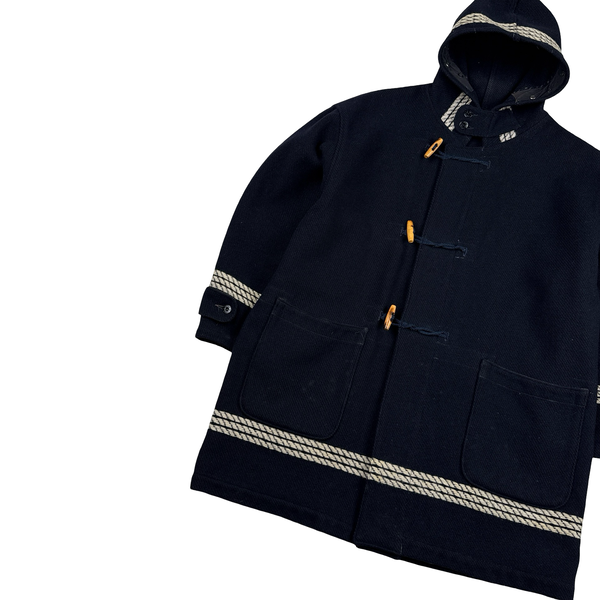 Stone Island 1988 Spellout Black Montgomery Duffle Coat - Large