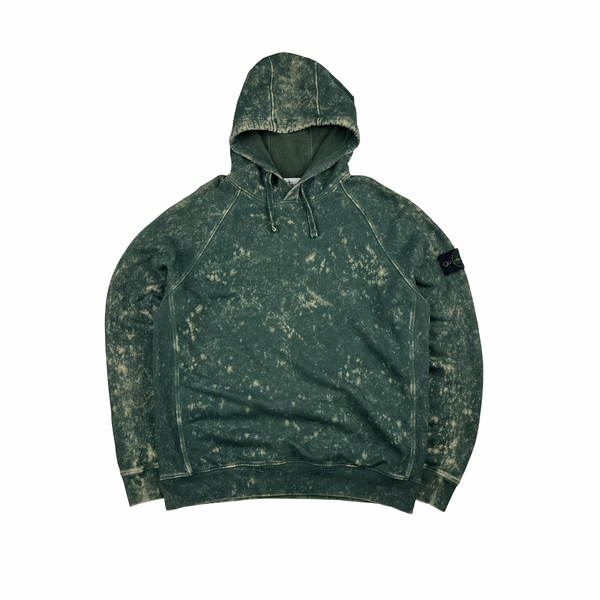 Stone Island 2021 Green Cotton Camo OVD Pullover Hoodie - Large