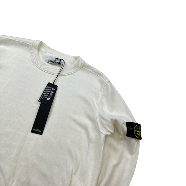 Stone Island 2023 White Knitted Crewneck - Medium
