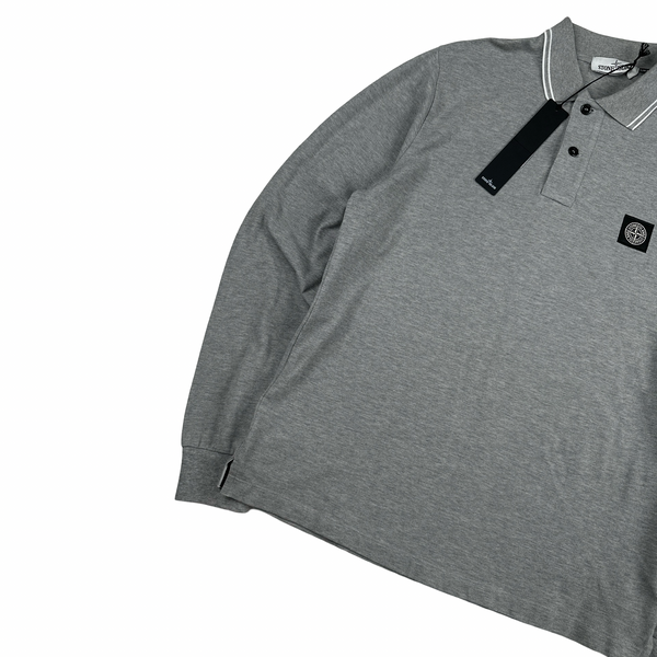 Stone Island 2021 Grey Longsleeve Polo Shirt - Large