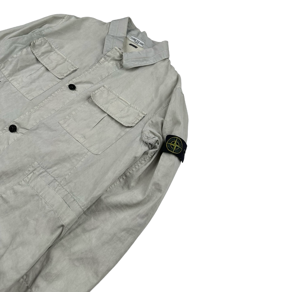Stone Island 2002 Grey Lino Flax Blend Collared Jacket - Large