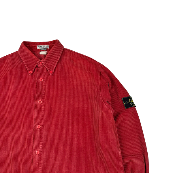 Stone Island 1996 Red Thick Jumbo Corduroy Overshirt - XXL
