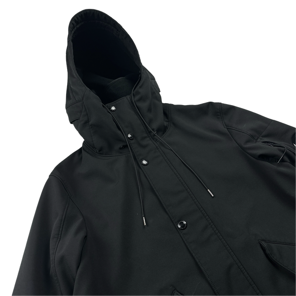 CP Company Black Soft Shell Fishtail Parka Jacket - Small