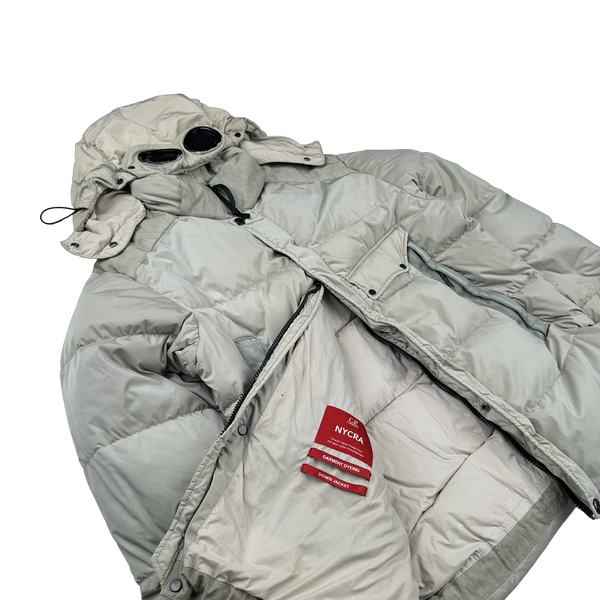 CP Company Cream Nycra Goggle Down Puffer Jacket - Large