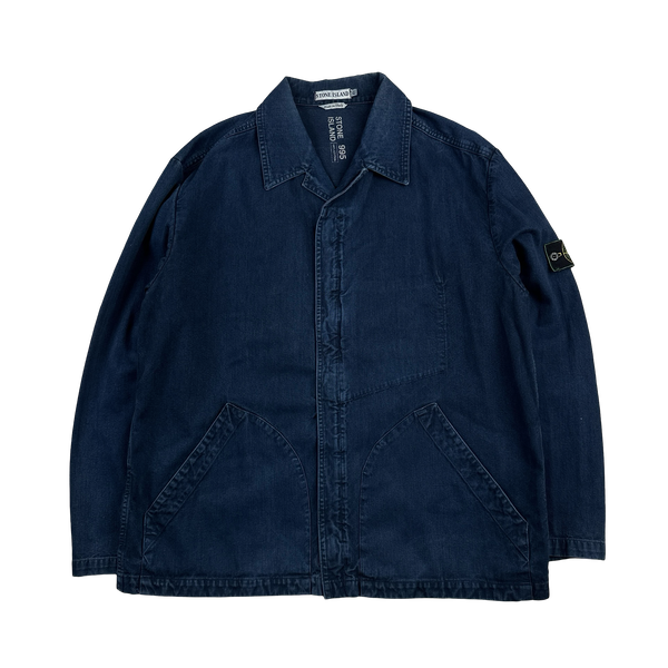 Stone Island Vintage 1994 Blue Denim Collared Jacket - XL