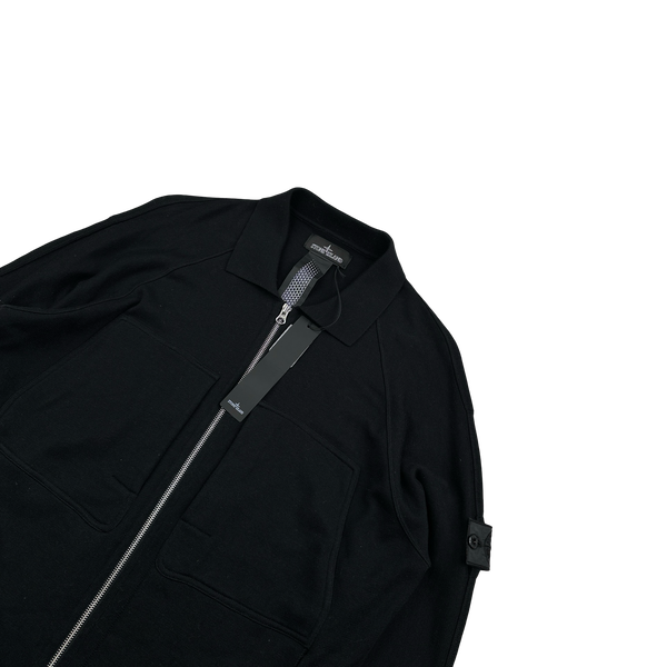 Stone Island 2022 Shadow Project Black Collared Zipped Knit Jumper - Large