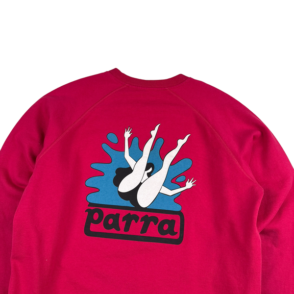Parra Spellout Graphic Pink Cotton Jumper - Large