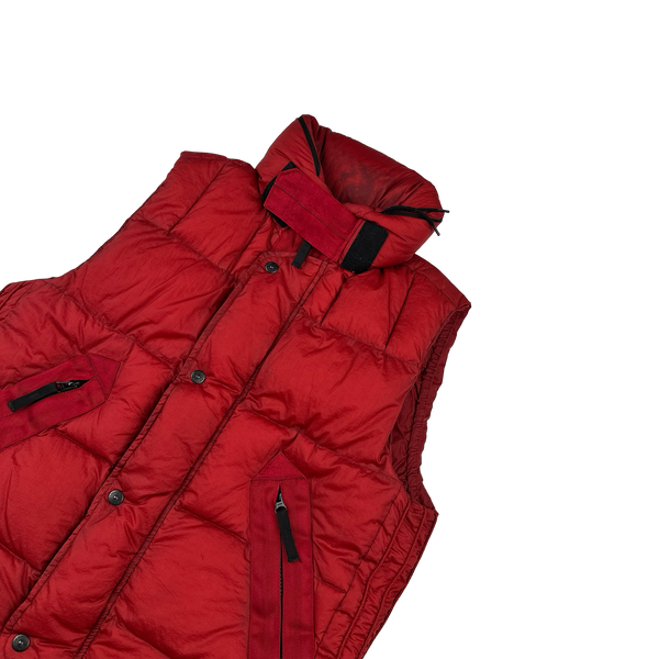 Stone Island 2009 Red Opaque Nylon Tela Down Gilet - Large