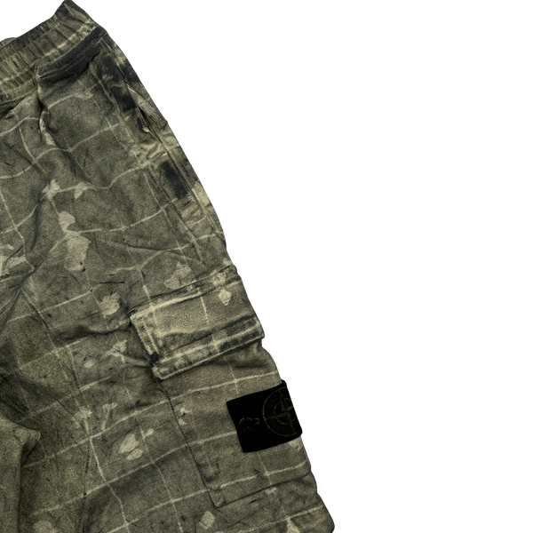 Stone Island 2020 Dust Treatment Laser Patch Camo Cargo Shorts - 28"