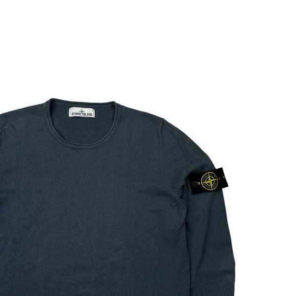 Stone Island 2018 Navy Fine Knit Cotton Crewneck Jumper - Small