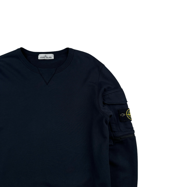 Stone Island 2022 Navy Cargo Pocket Crewneck Sweatshirt - Medium