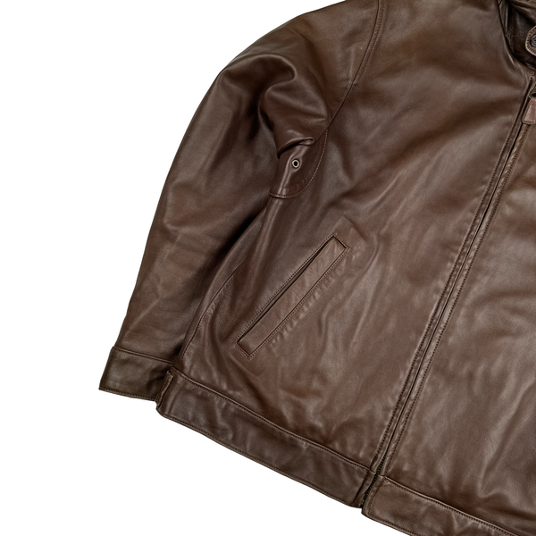 Ralph Lauren Brown Heavyweight Leather Jacket - Large