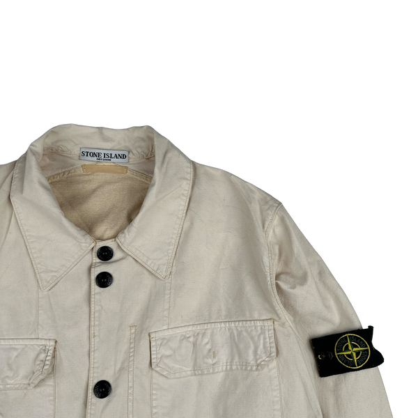 Stone Island 2006 Cream Cotton Reflective Overshirt - Large
