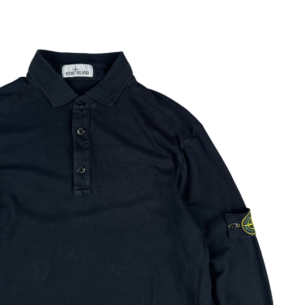 Stone Island 2020 Black Cotton Long Sleeve Polo Shirt - XL