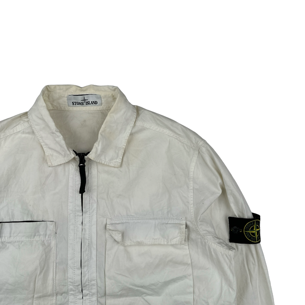 Stone Island 2018 White Cotton Zipped Overshirt - Large