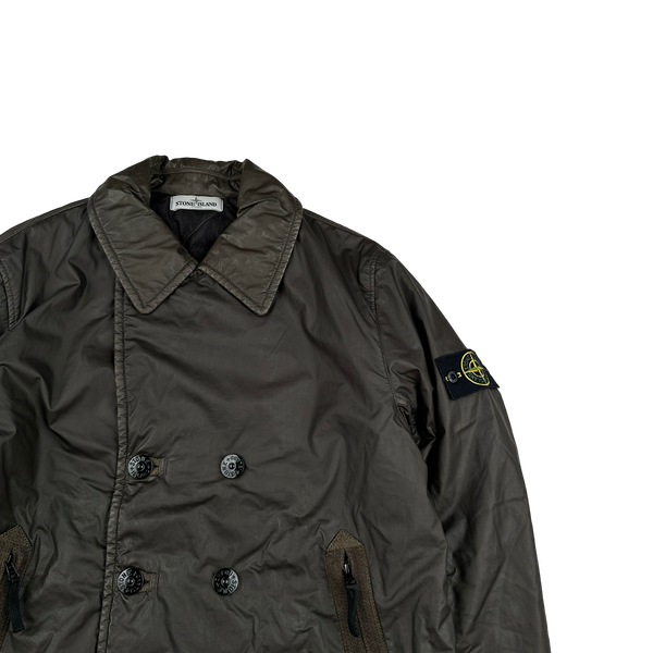 Stone Island 2012 Brown Mussola Gommata Double Breasted Jacket - Large