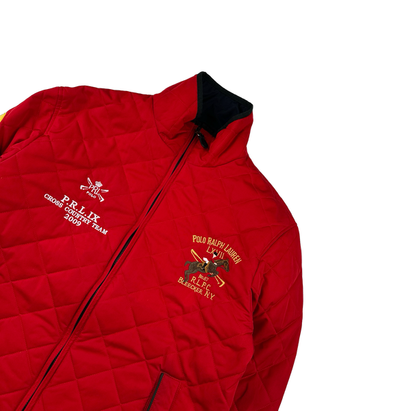 Ralph Lauren Red/Navy Quilted Reversible Collared Spellout Embroidered Jacket - Medium