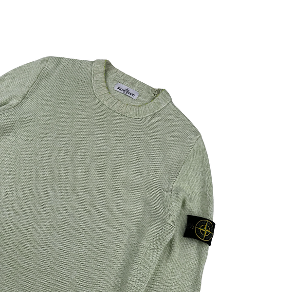 Stone Island 2014 Green Silk Blend Fine Knitted Crewneck - Large