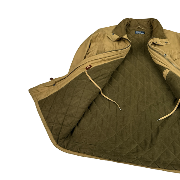 Ralph Lauren Beige Quilted Fleece Lining Collard Jacket - XL