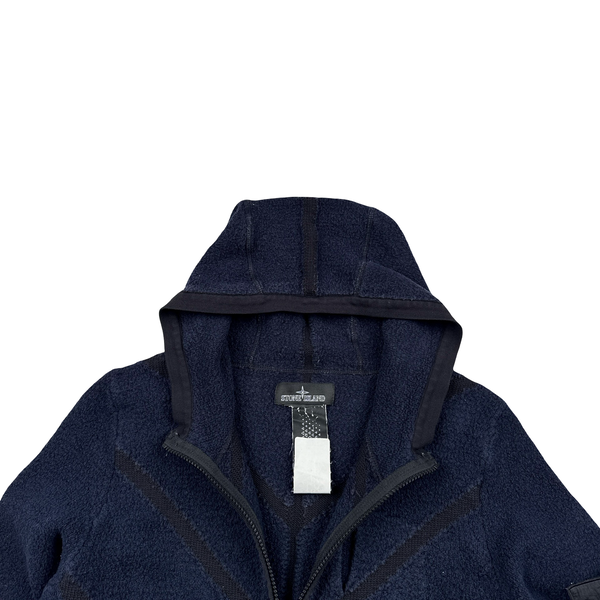Stone Island Dark Navy Shadow Project Knit Zipped Hooded Jumper - Small