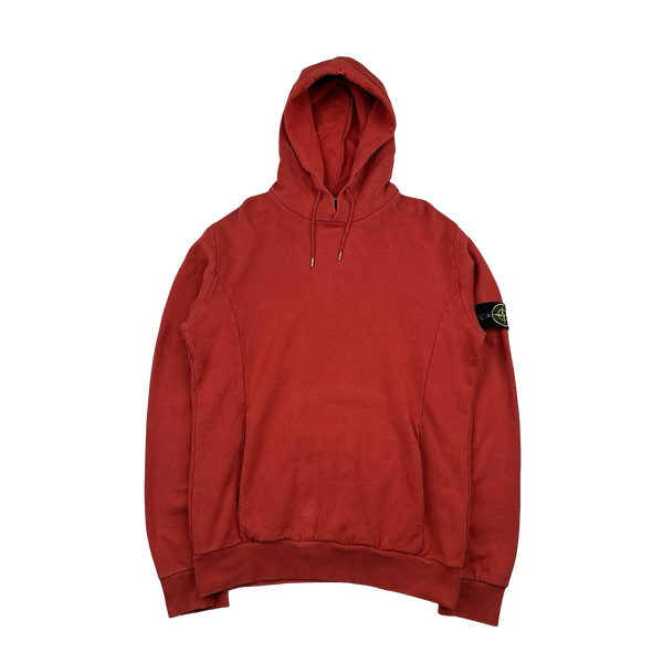 Stone Island 2010 Red Cotton Pullover Hoodie - Large