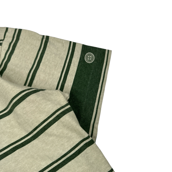 Stone Island 1997 Green Striped Vintage Cotton T Shirt - Large