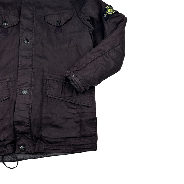 Stone Island 2005 Charcoal Vintage Lino Flax Dutch Rope Parka Jacket - Large