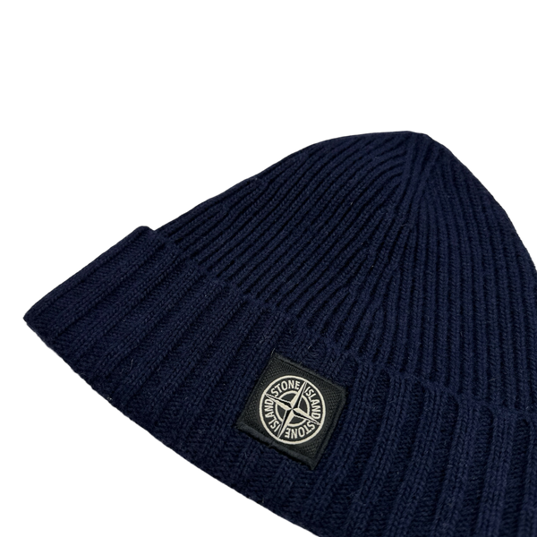 Stone Island 2019 Junior Navy Ribbed Logo Patch Beanie
