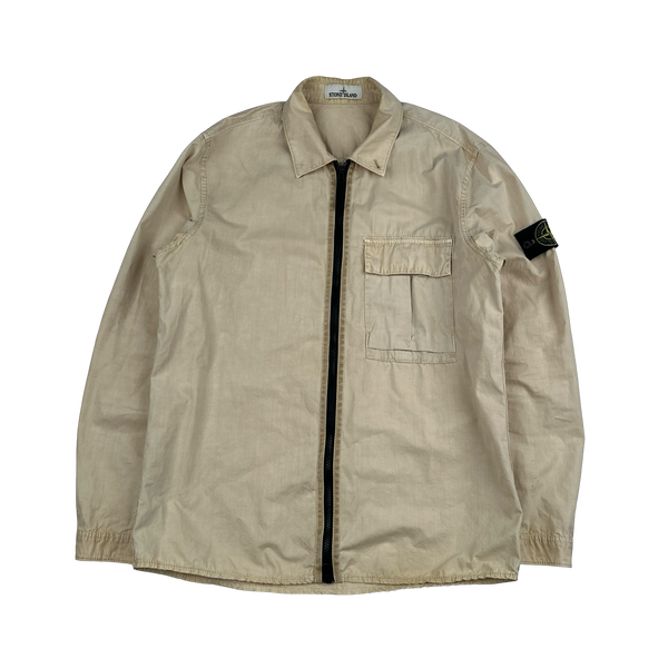 Stone Island 2019 Butter Yellow Brushed Cotton Overshirt - Large