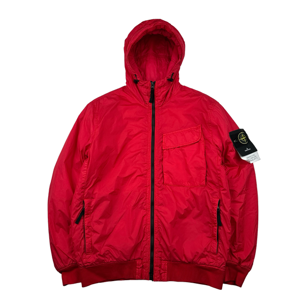 Stone Island 2022 Red Crinkle Primaloft Lined Jacket - Medium