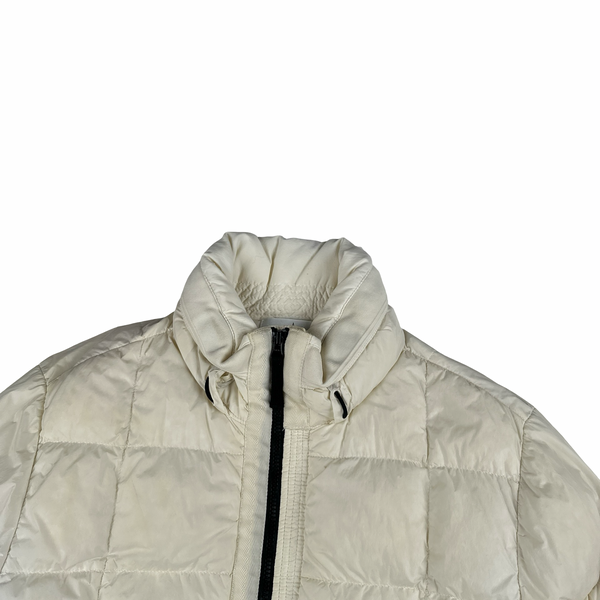 Stone Island 2018 White Garment Dyed Crinkle Reps Puffer Jacket - Small