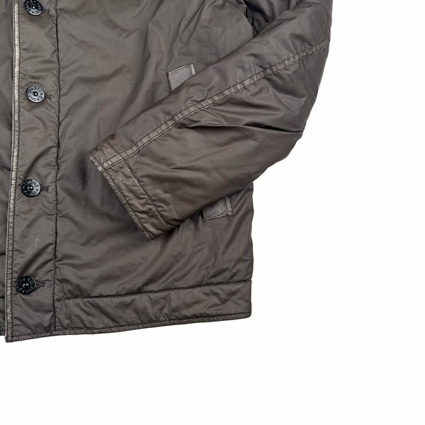 Stone Island 2015 Brown Mussola Gommata Shearling Flight Jacket - XL