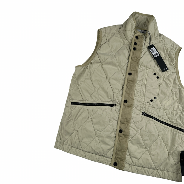 Stone Island 2024 Beige 50 Fili Quilted TC Multi Pocket Gilet - Large