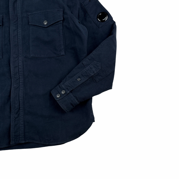 CP Company Mole Skin Cotton Navy Multi Pocket Zipped Overshirt - XL