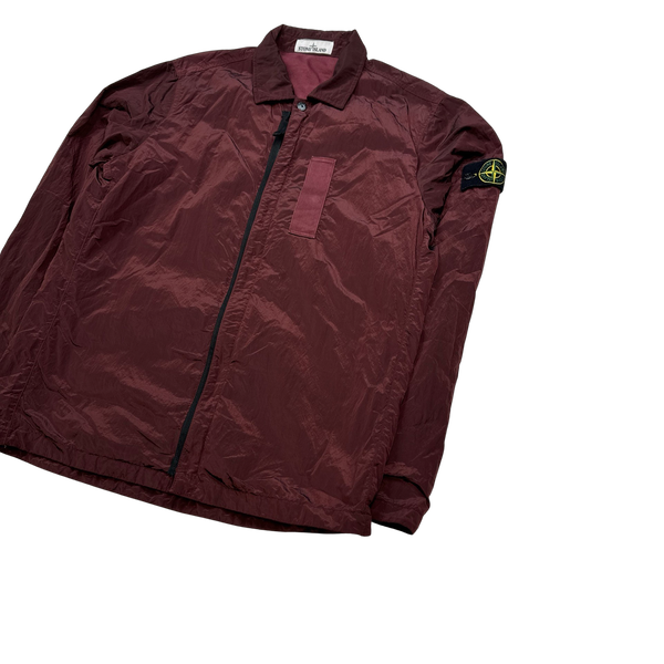 Stone Island Red Nylon Metal Shimmer Overshirt - Large