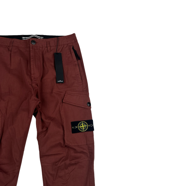 Stone Island 2021 Red Thick Cotton Cargo Trousers - 30"