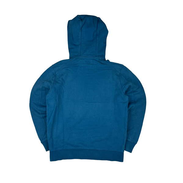 CP Company Azure Blue Cotton Lens Viewer Pullover Hoodie - Medium