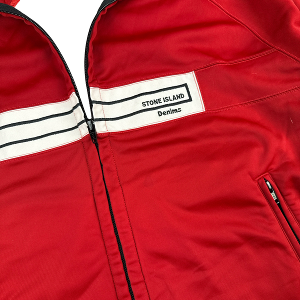 Stone Island 2003 Vintage Denims Red Nylon Track Top - XXL