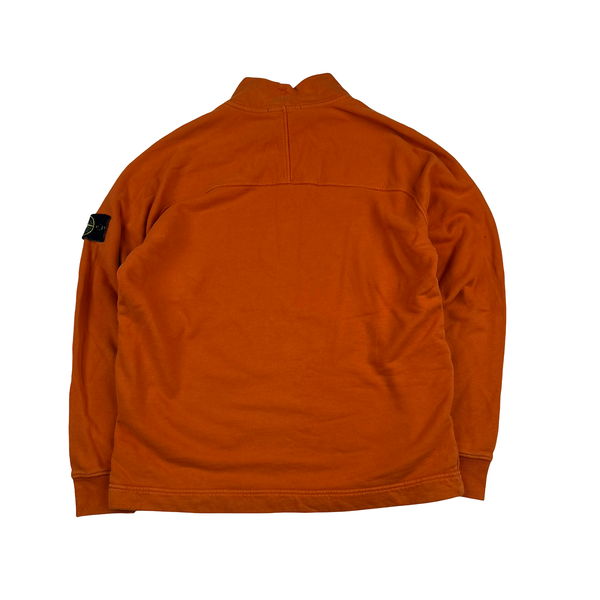 Stone Island 2019 Orange Cotton Zipped Pockets Jumper - Medium