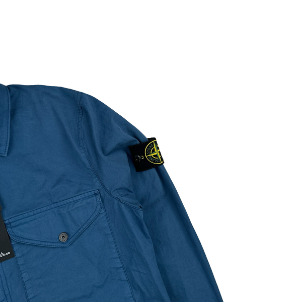 Stone Island 2024 Blue Cotton Double Pocket Overshirt - Small