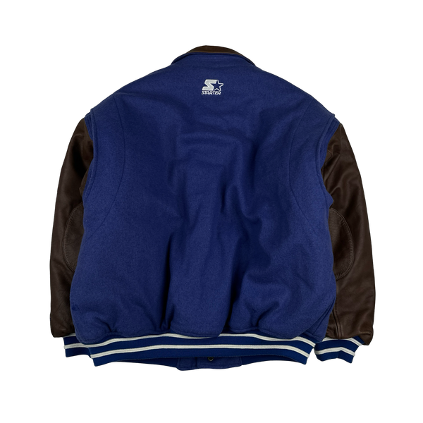 NFL Giants Leather Sleeve Varsity Bomber Jacket - Large