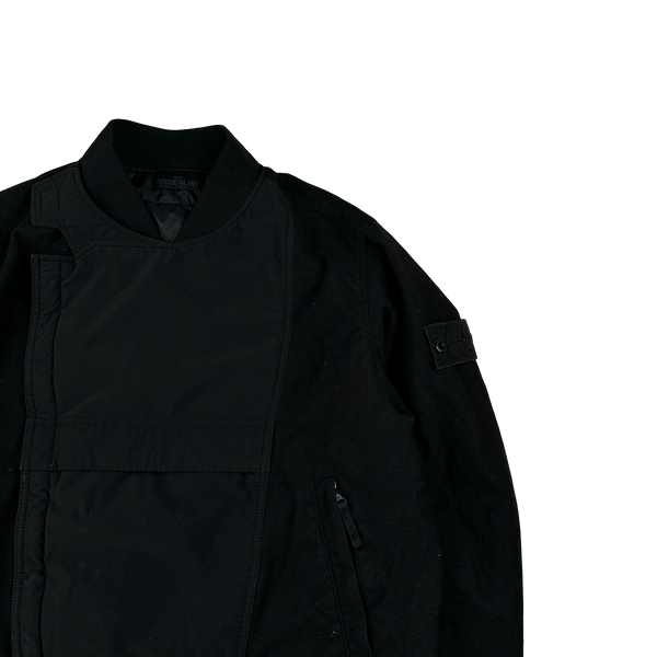 Stone Island 2019 Black Diagonal Wool Down Ghost Piece Jacket - XL