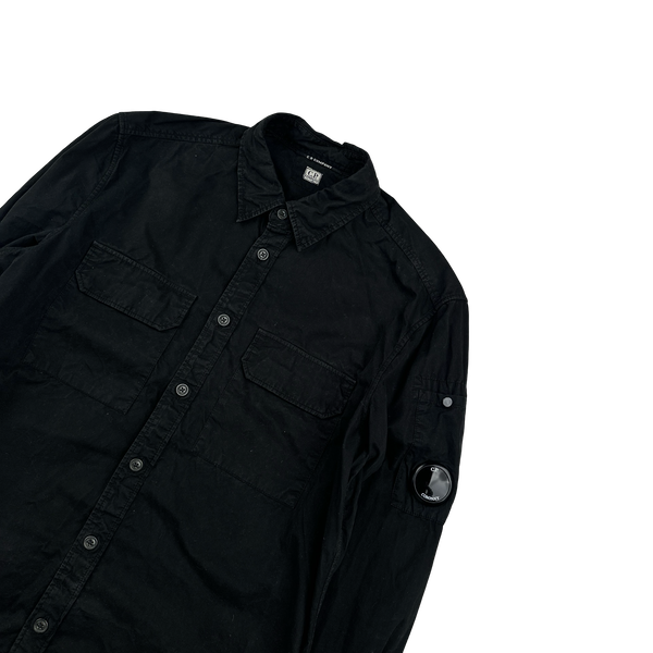 CP Company Black Buttoned Cotton Overshirt - Small