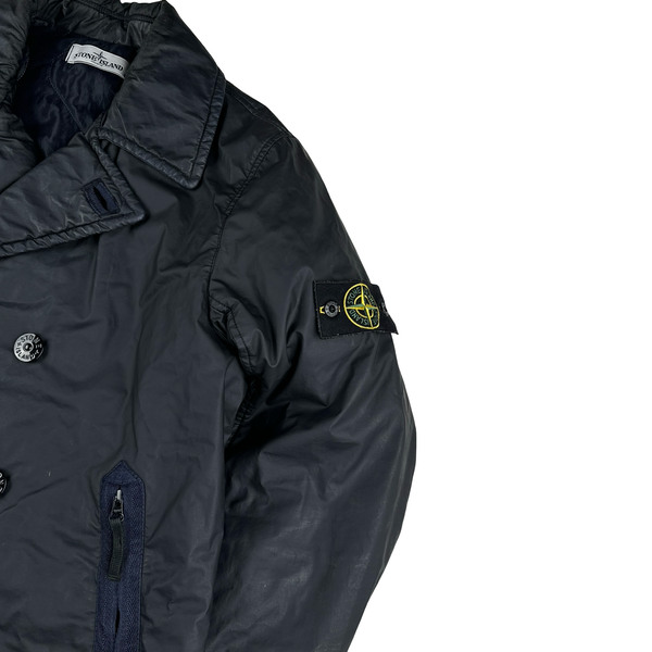 Stone Island 2012 Navy Mussola Gommata Double Breasted Jacket - Small