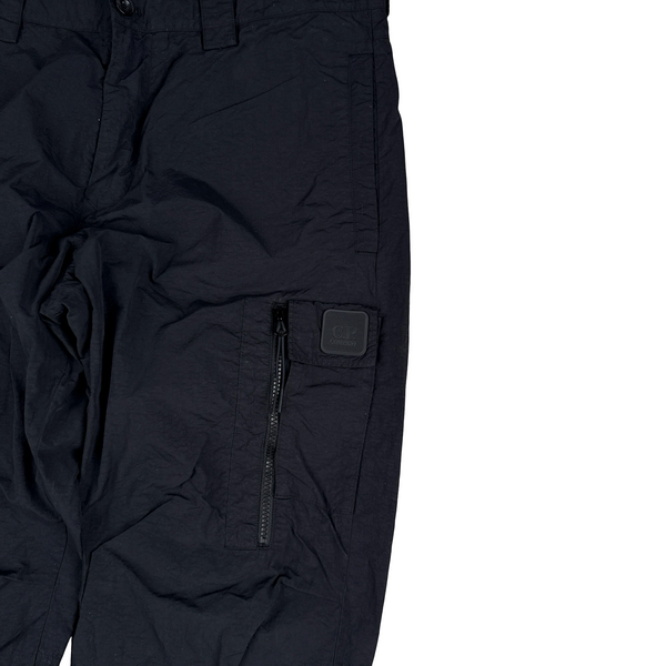 CP Company Metropolis Black Nylon Badge Cargo Trousers - Large