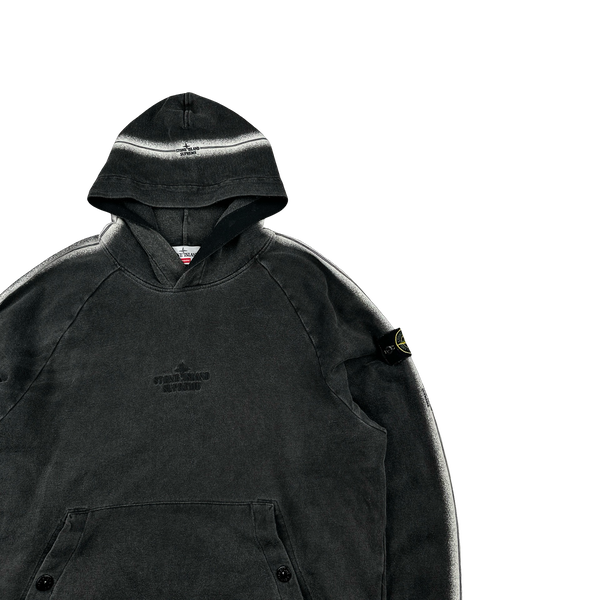 Stone Island x Supreme 2022 Charcoal Spellout Pullover Hoodie - Large