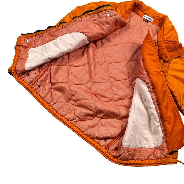 Stone Island 2004 Vintage Orange Mesh Quilted High Neck Nylon Jacket - Large