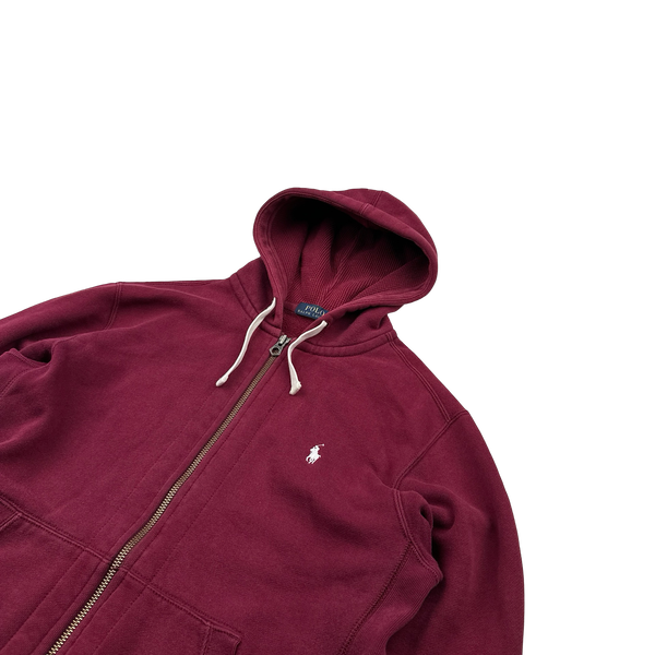 Ralph Lauren Red Thick Cotton Zipped Hoodie - Medium